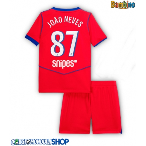 Maglie da calcio Paris Saint-Germain Joao Neves #87 Terza Maglia Bambino 2025-26 Manica Corta + Pantaloni corti)